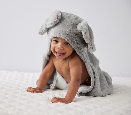 Faux Fur Elephant Baby Hooded Towel | Pottery Barn Kids