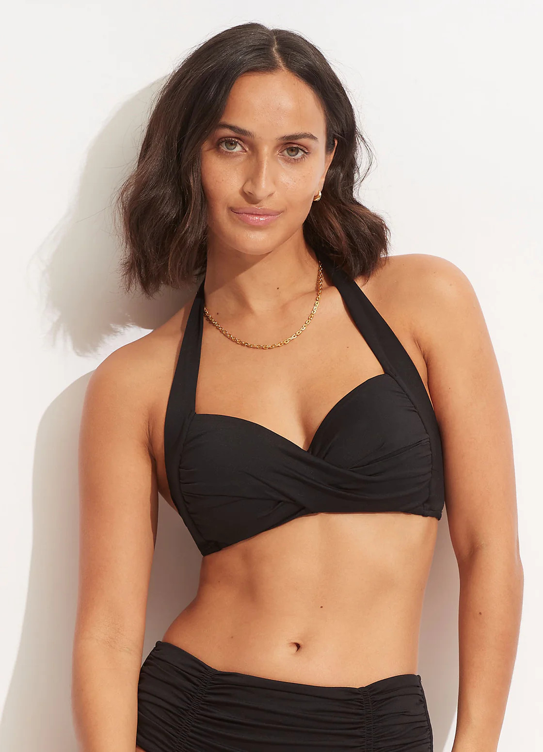 Seafolly Collective Twist Soft Cup Halter - Black | Seafolly Australia