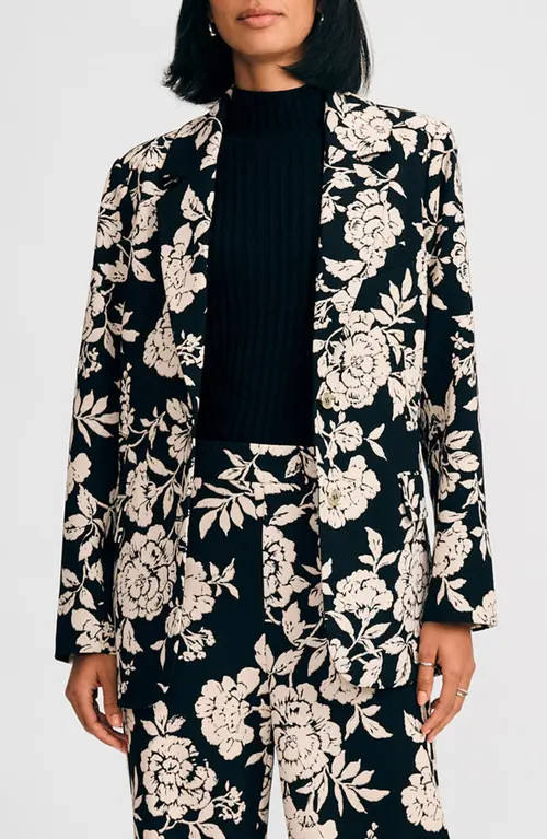 Isaac Mizrahi New York Floral Jacket in Black/Ivory at Nordstrom, Size Small | Nordstrom