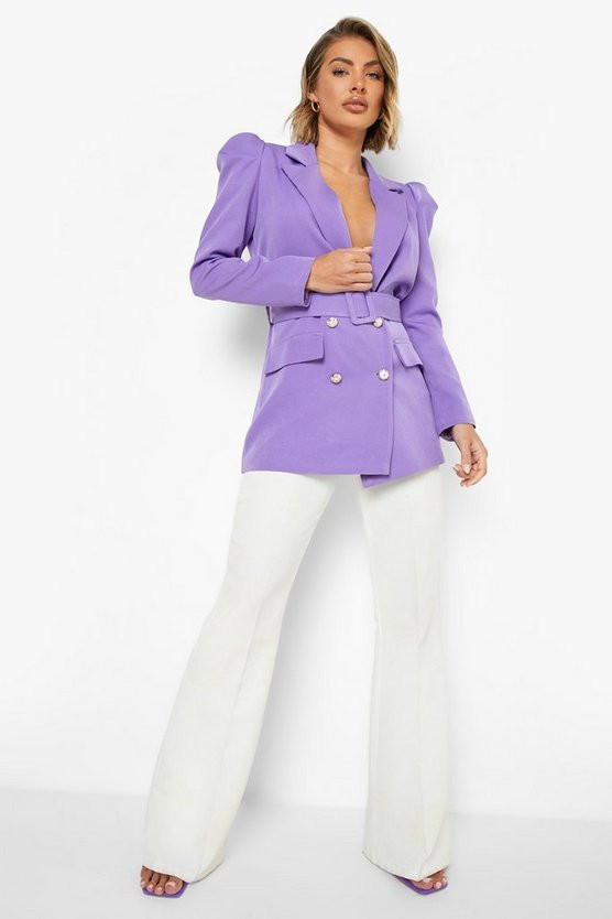 Shoulder Detail Belted Tailored Blazer | Boohoo.com (US & CA)