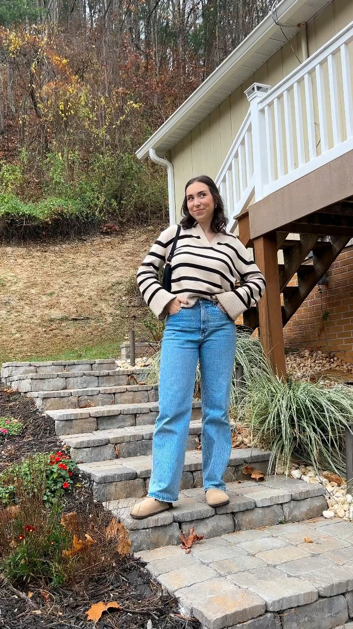 Casual jeans, striped sweater outfit 🖤🤍

#LTKStyleTip #LTKFindsUnder100 #LTKMidsize