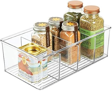 mDesign Set of 2 Food Storage Container — Kitchen Storage Box Divided into 4 Compartments — K... | Amazon (UK)
