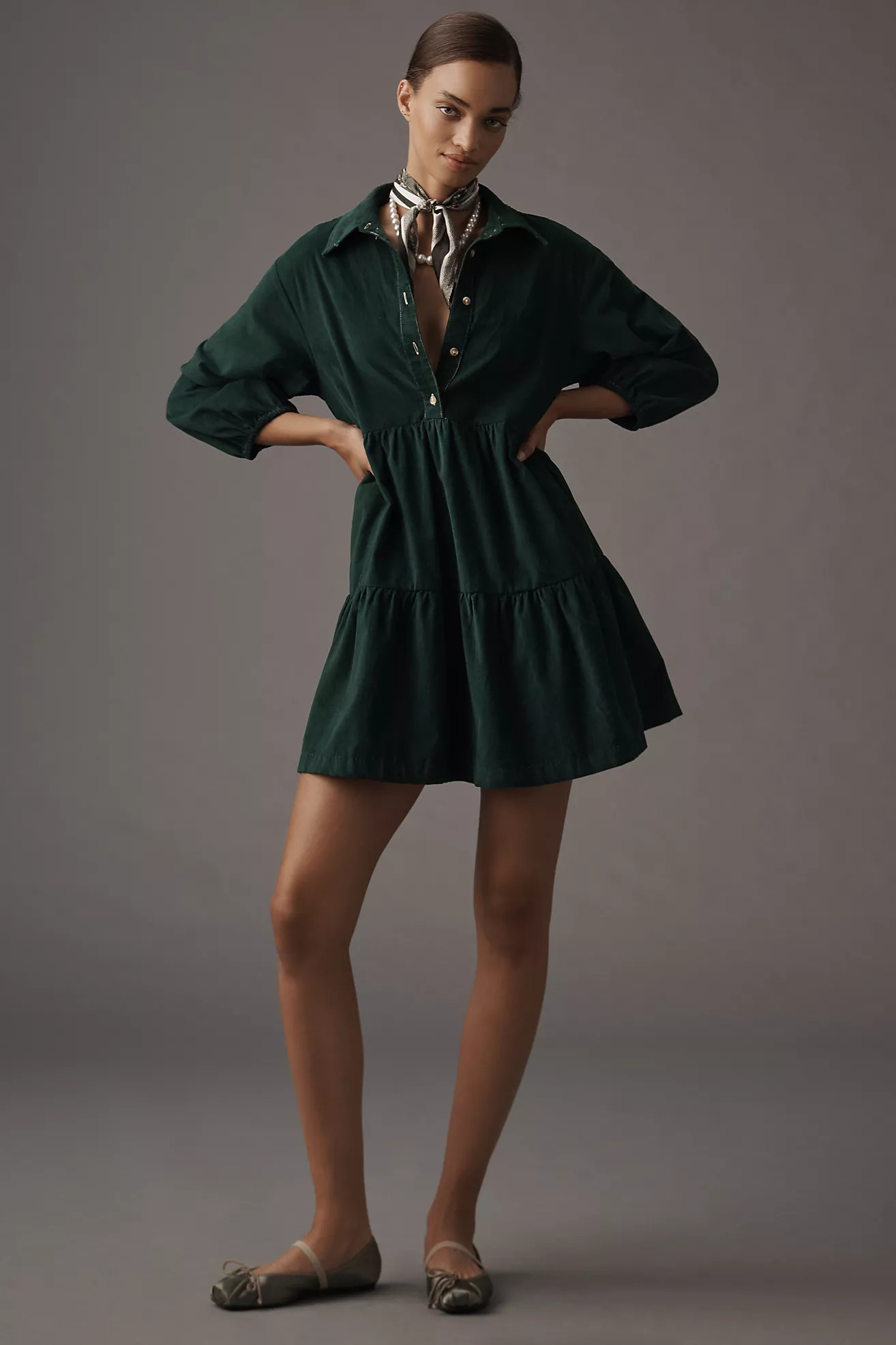 The Bettina Tiered Shirt Dress by Maeve: Mini Corduroy Edition | Anthropologie (US)