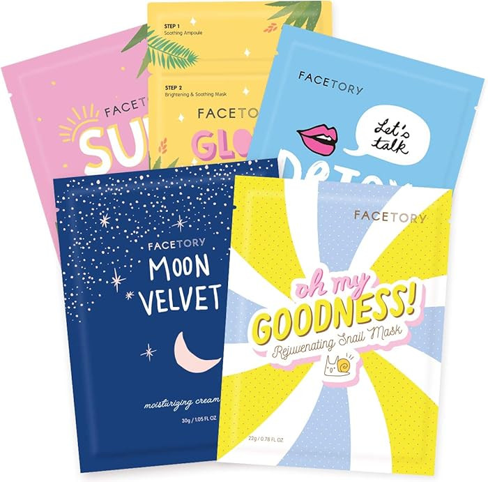 FACETORY K Beauty Face Mask Skin Care - CLASSIC 5 COLLECTION Sheet Mask Set | Natural Premium Kor... | Amazon (US)