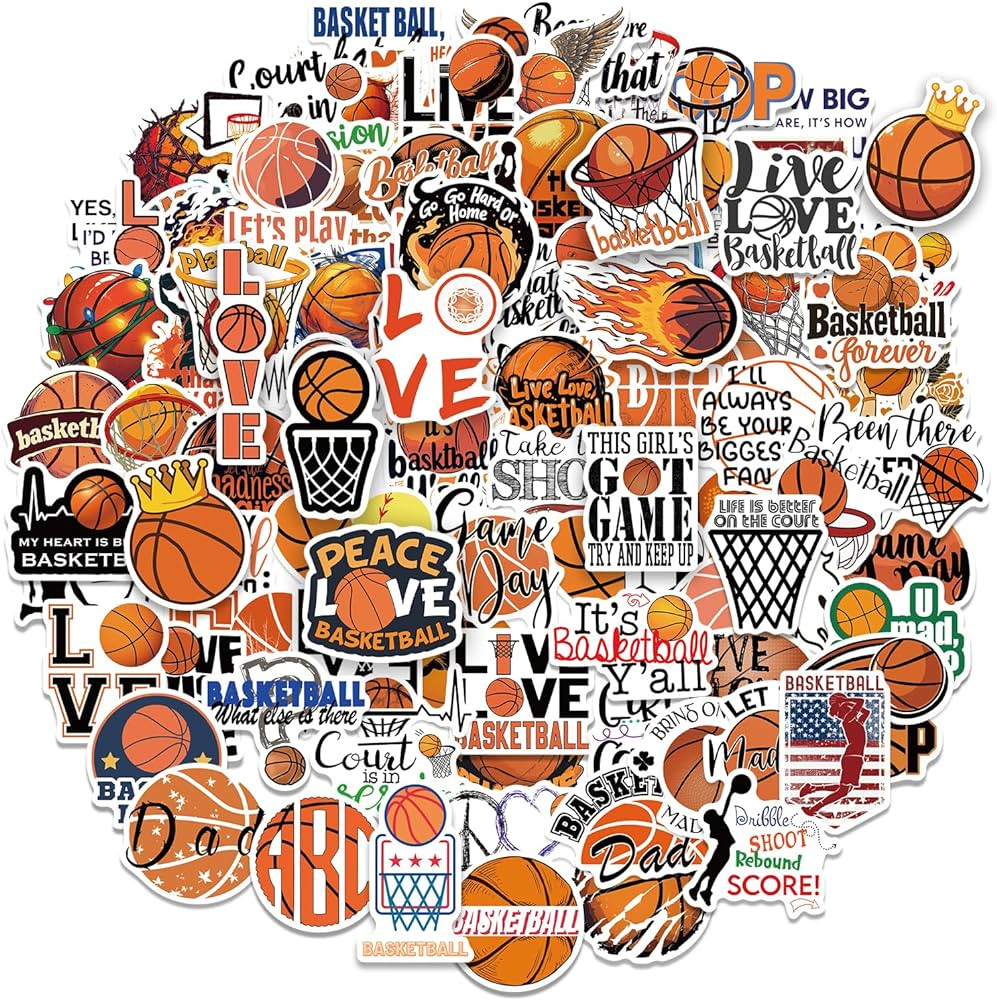 100 Pieces Basketball Stickers for Water Bottle Cute Basketball Gifts Sports Stickers for Kids Te... | Amazon (US)