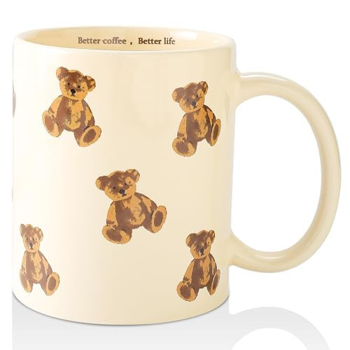 FableKnot Cute Teddy Bear Coffee Mug- Cartoon Bear Cups-Adorable Gifts for Kids and Women-Ceramic Mug for Home, Office-Perfect for Animal Lovers, Teachers, Parents-11OZ | Amazon (US)