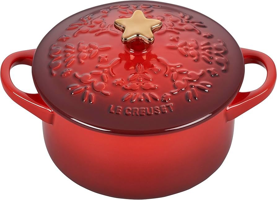 Amazon.com: Le Creuset Noël Collection Stoneware Mini Cocotte with Star Knob, 24 oz., Cerise: Ho... | Amazon (US)