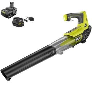 RYOBI ONE+ 18V 100 MPH 280 CFM Cordless Battery Variable-Speed Jet Fan Leaf Blower with 4.0 Ah Ba... | The Home Depot