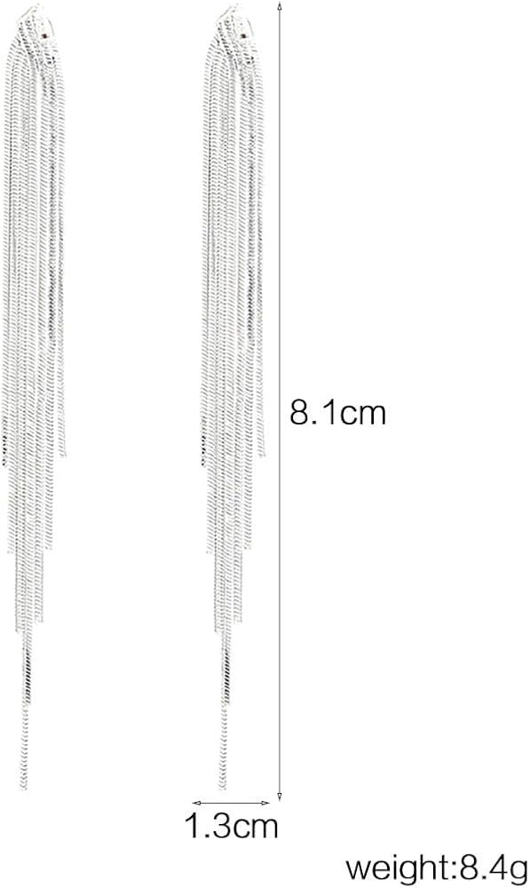 FUTIMELY Long Tassel Dangle Drop Earrings for Woman Teen Girls,Silver/Gold Punk Sleek Metal Chain Ea | Amazon (US)