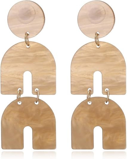 Fashion Horseshoe Acrylic Dangle Earrings Statement Acetic Acid Long Drop Earrings For Women Tren... | Amazon (US)