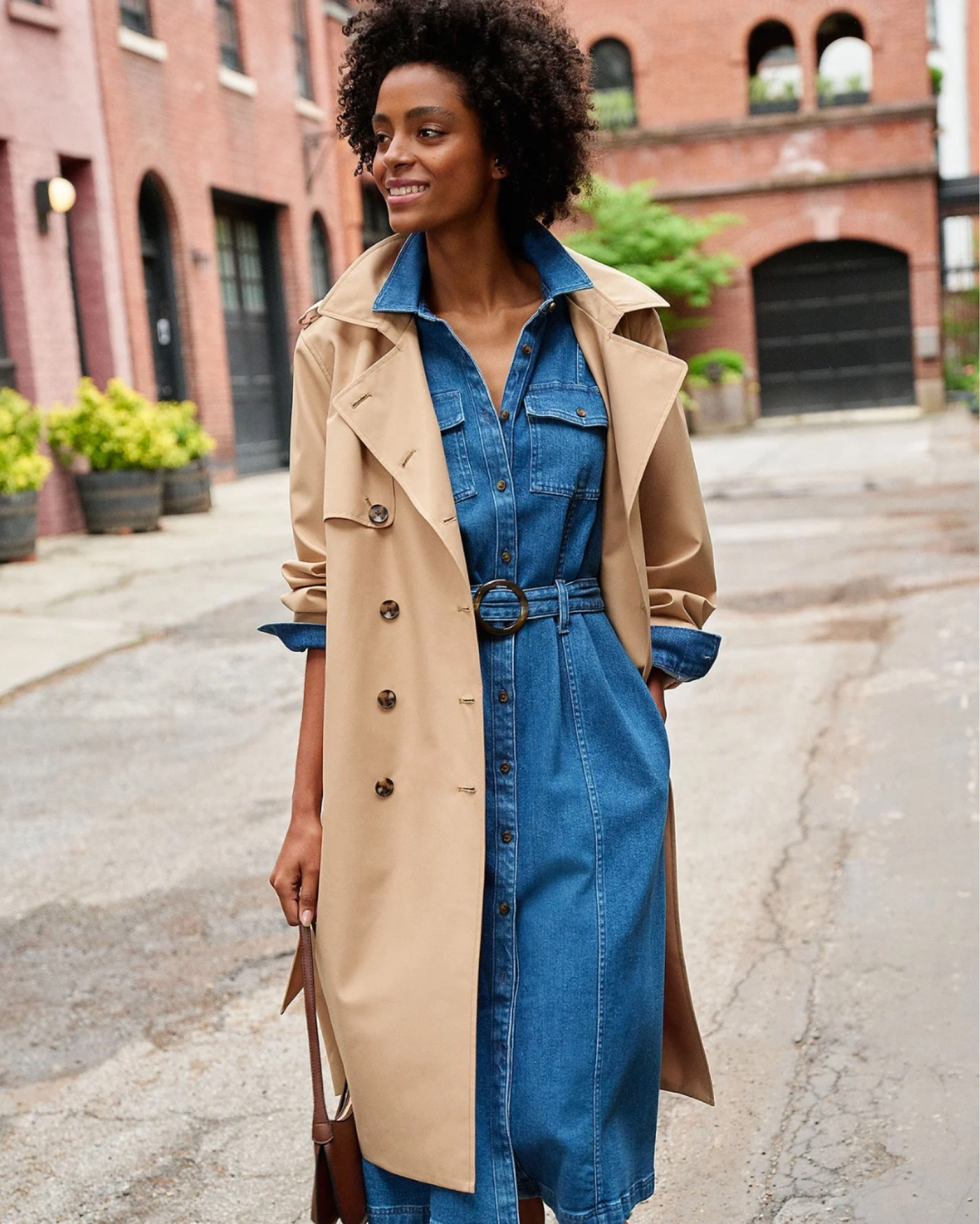 Denim dress and trench 

#LTKFamily #LTKSaleAlert #LTKOver40