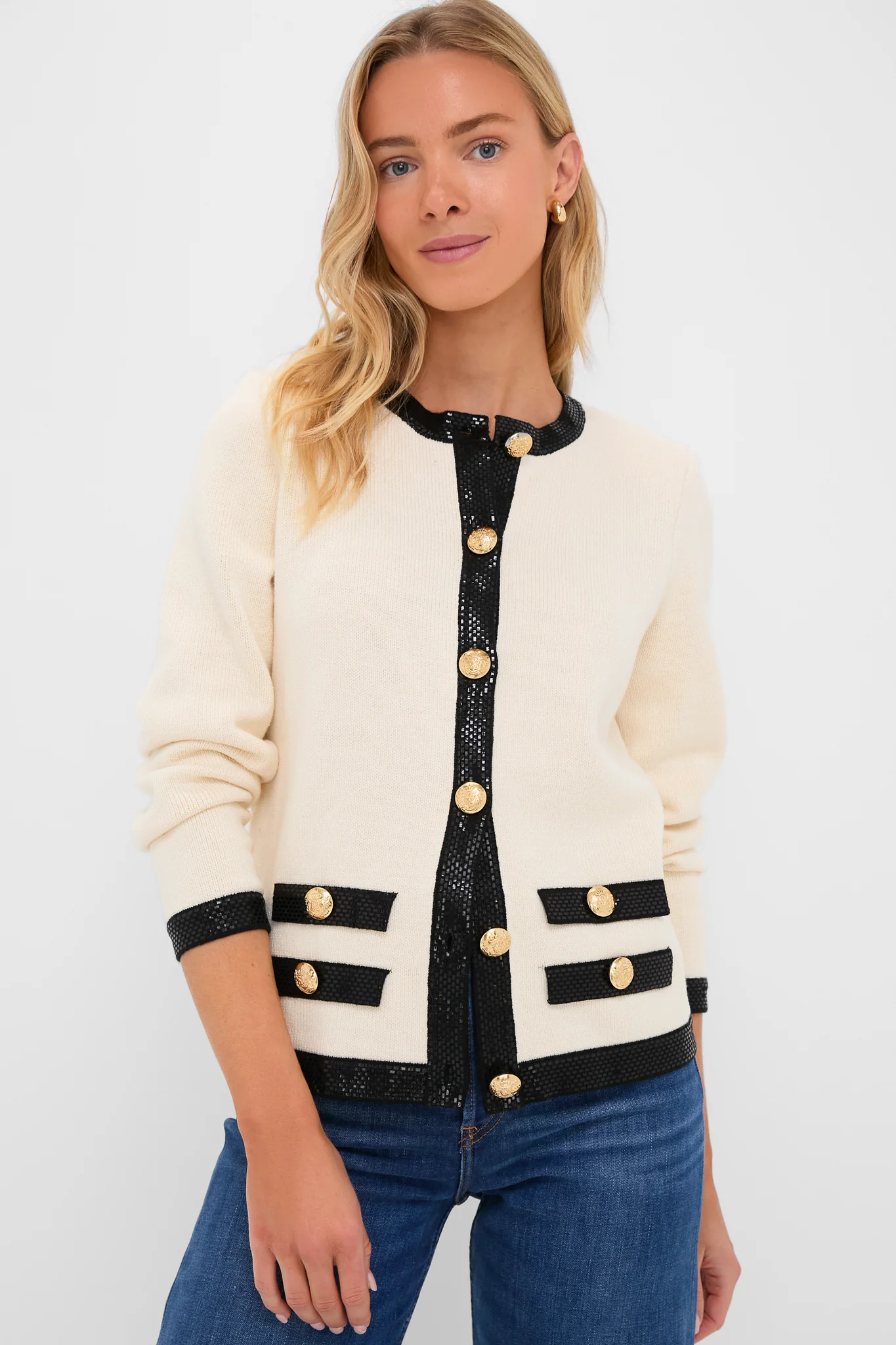 Cream and Black Stefi Sweater | Tuckernuck (US)