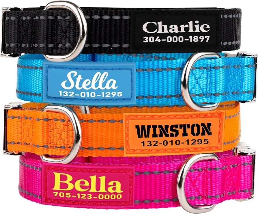 PAWBLEFY Personalized Dog Collars - Reflective Nylon Collar Customized with Name and Phone Number... | Amazon (US)