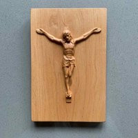 Carved Jesus Christ Crucifix Wall Palque, Wooden Christian Decor, Religious Art, Gift For Easter | Etsy (US)