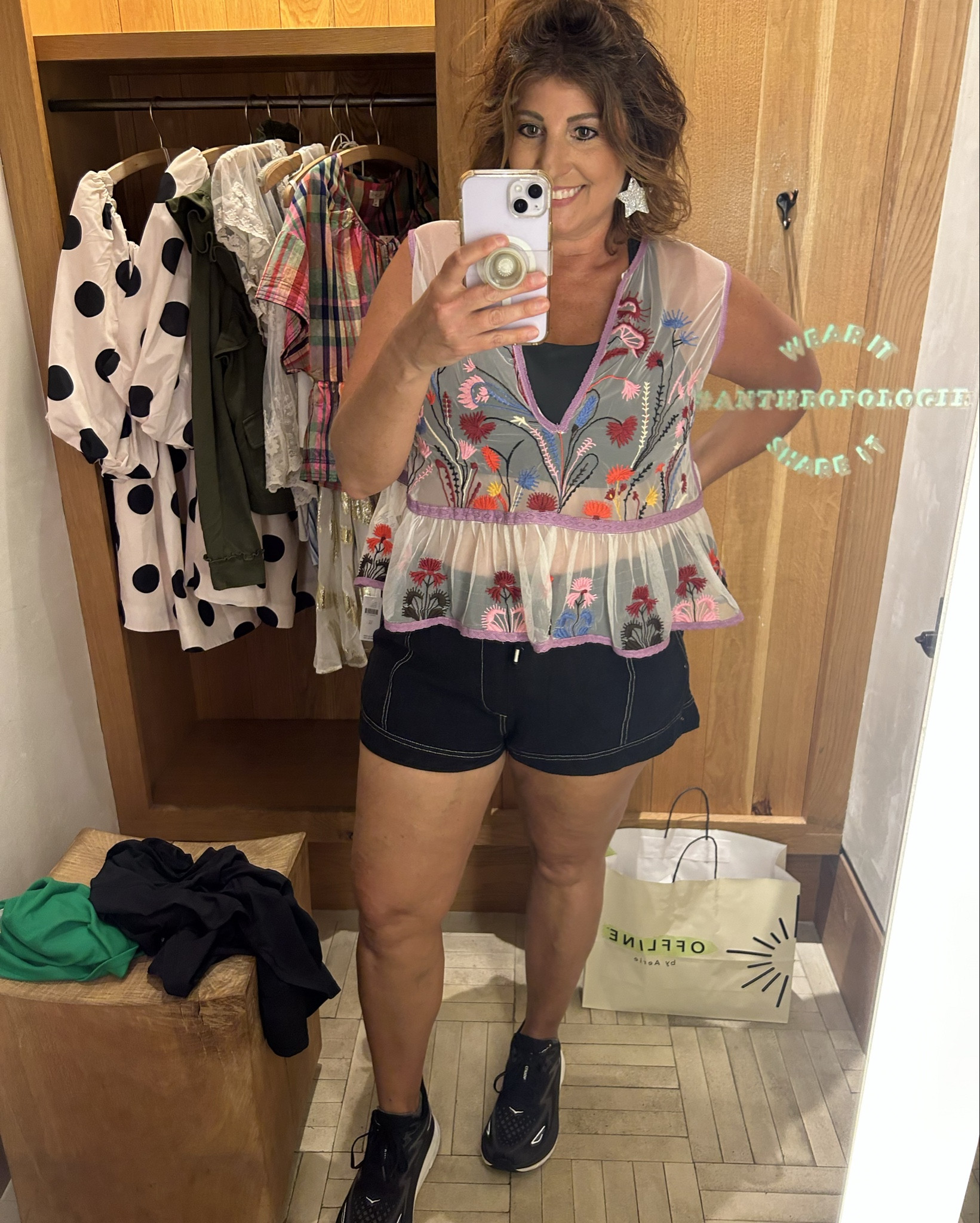 Cutest embroidered peplum style mesh tank!! So cute with just a little bralette & shorts. Or paired with a cute white tank & skirt/shorts. Wearing size Large for reference. 
Anthrostyle
Anthropologie
Hoka

#LTKStyleTip #LTKMidsize #LTKFindsUnder100