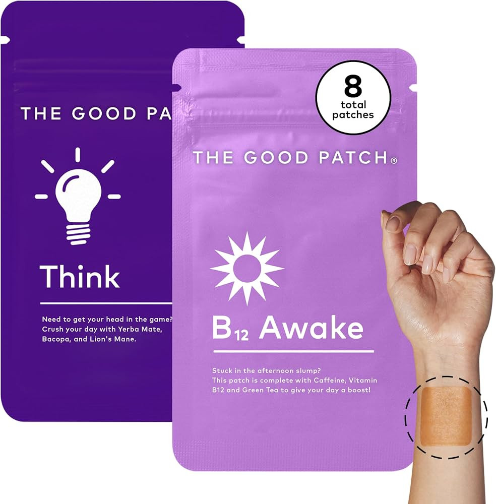 The Good Patch Weekday Hustle Duo, Natural Patches, B12 Patches Awake with Caffeine and Vitamin B... | Amazon (US)