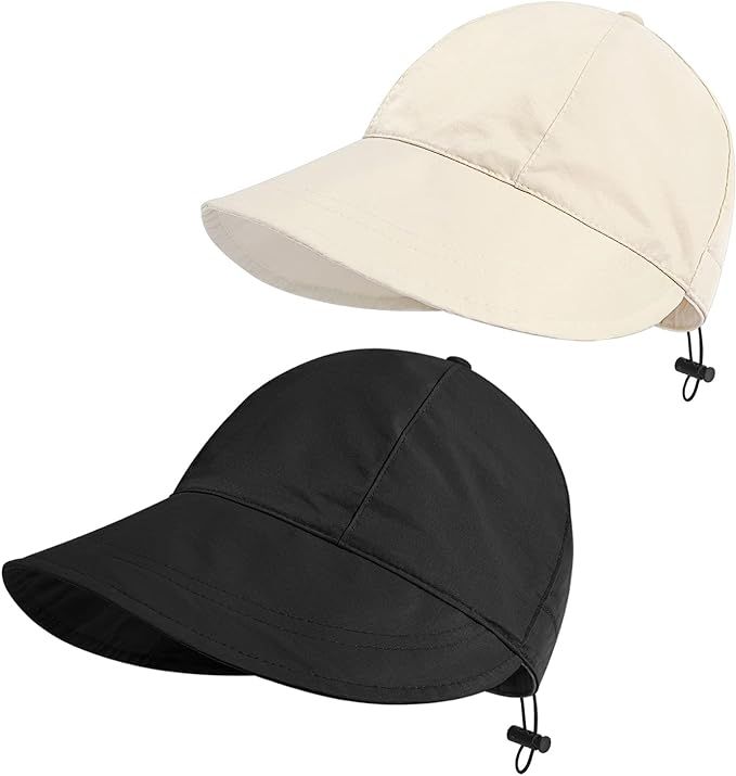 Sun Hats for Women, Summer Beach Sun Hat for Women Wide Brim Visor Fedora Cap UPF50+ | Amazon (US)