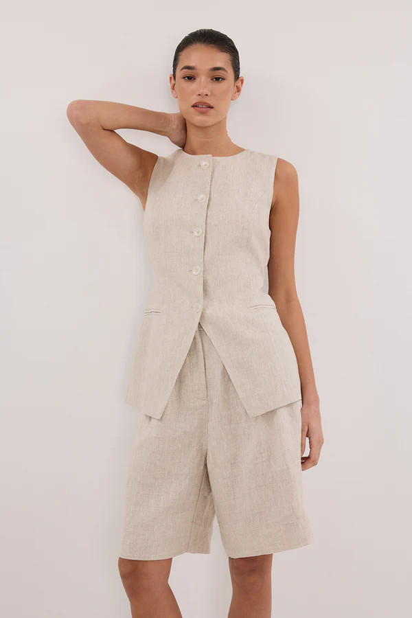 KAYLA NATURAL LINEN BERMUDA SHORT | DISSH