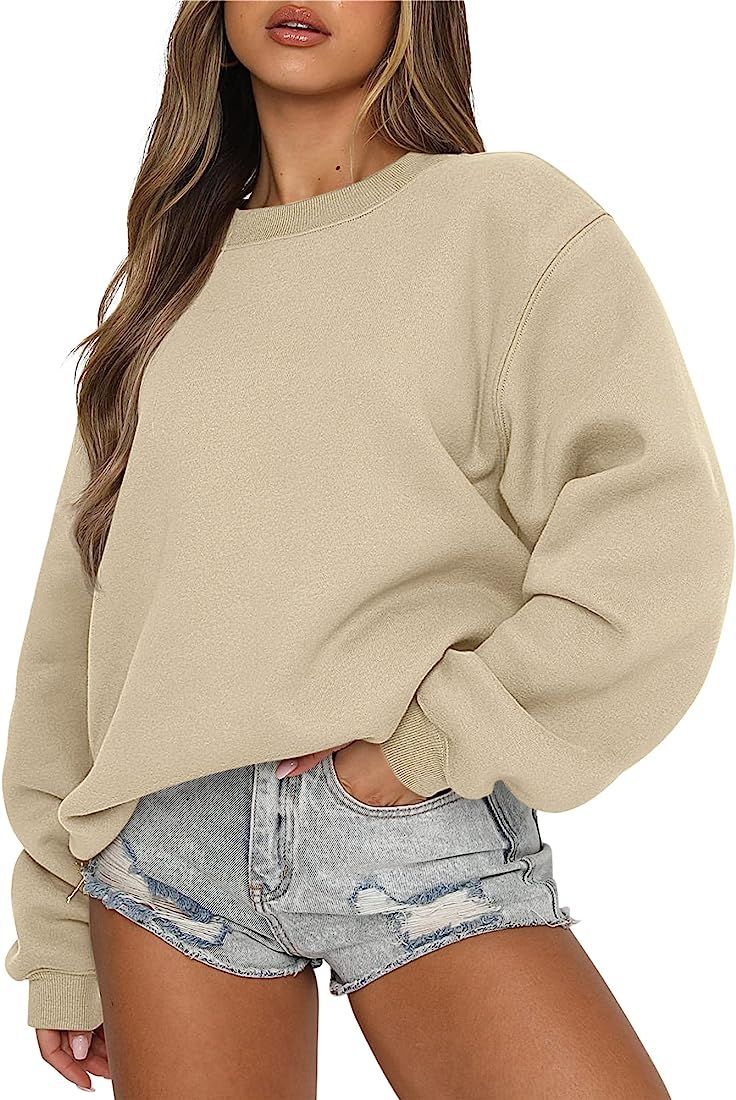 ANRABESS Women's Long Sleeve Sweatshirt Casual Crewneck Loose Fit Pullover Hoodie Fleece Fall Top... | Amazon (US)