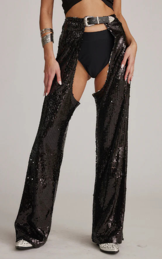 Hartley Black Sequin Chaps | 12th Tribe