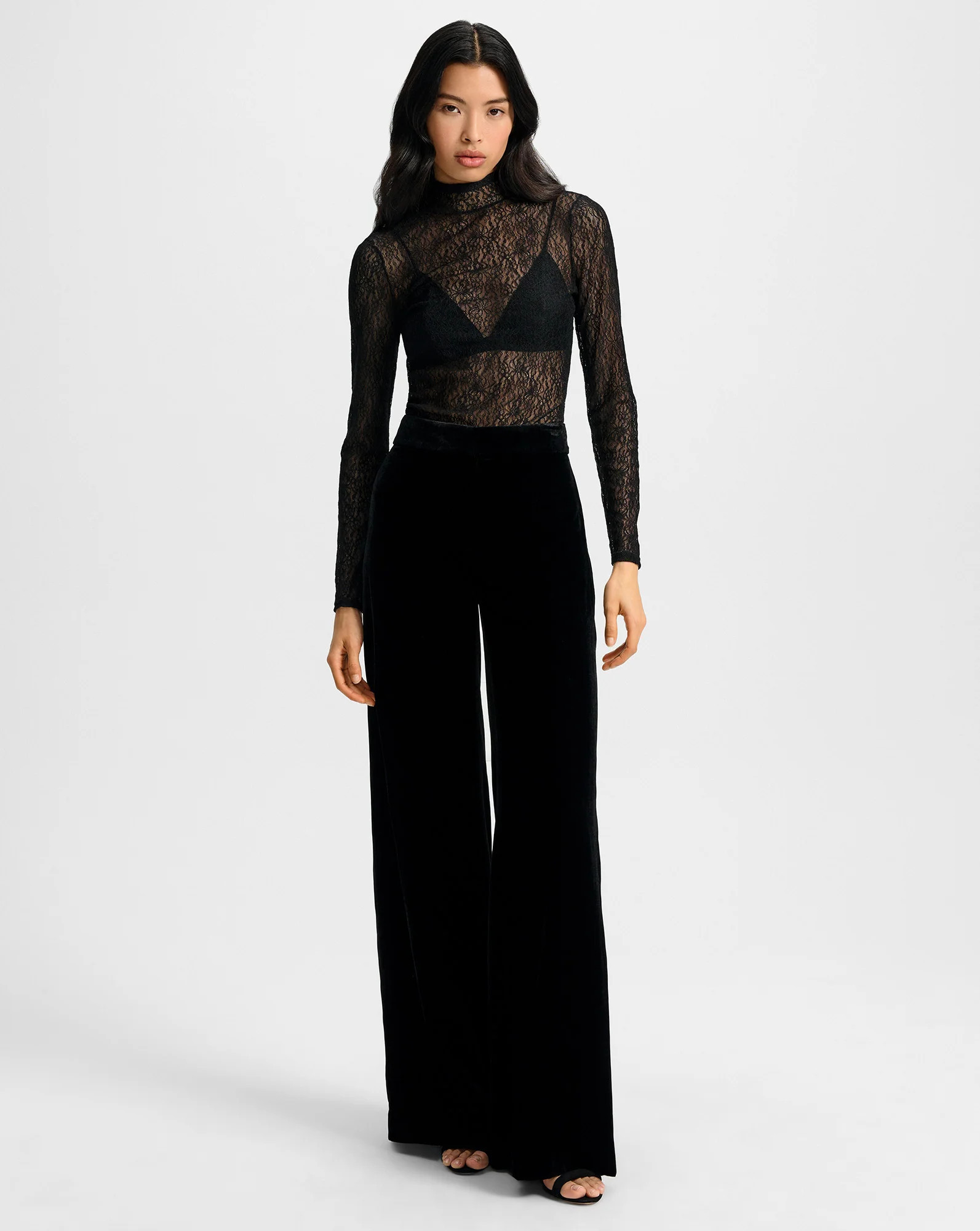 Veronica Beard Alex Velvet Wide-Leg Pant Black | Veronica Beard