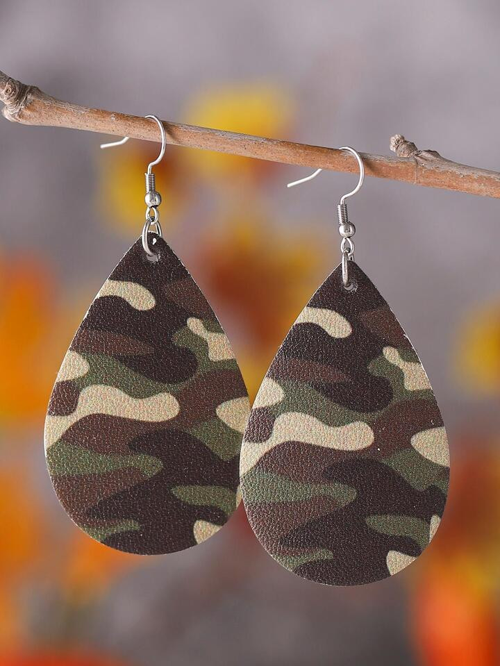 Camo Pattern Water Drop Earrings | SHEIN