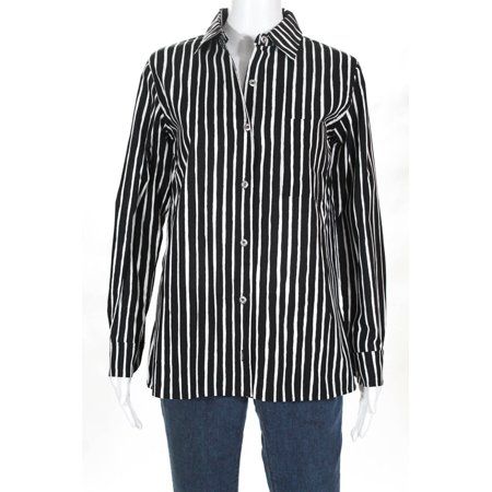 Pre-ownedMarimekko Womens Long Sleeve Striped Button Up Shirt Black White Size XS | Walmart (US)