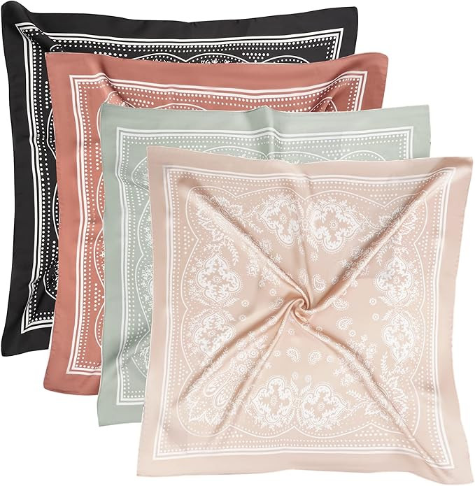 VANLINKER 27.5 Inches Silk Head Scarf for Women Men Vintage Bandanas Satin Hair Scarf Silk Wrap N... | Amazon (US)