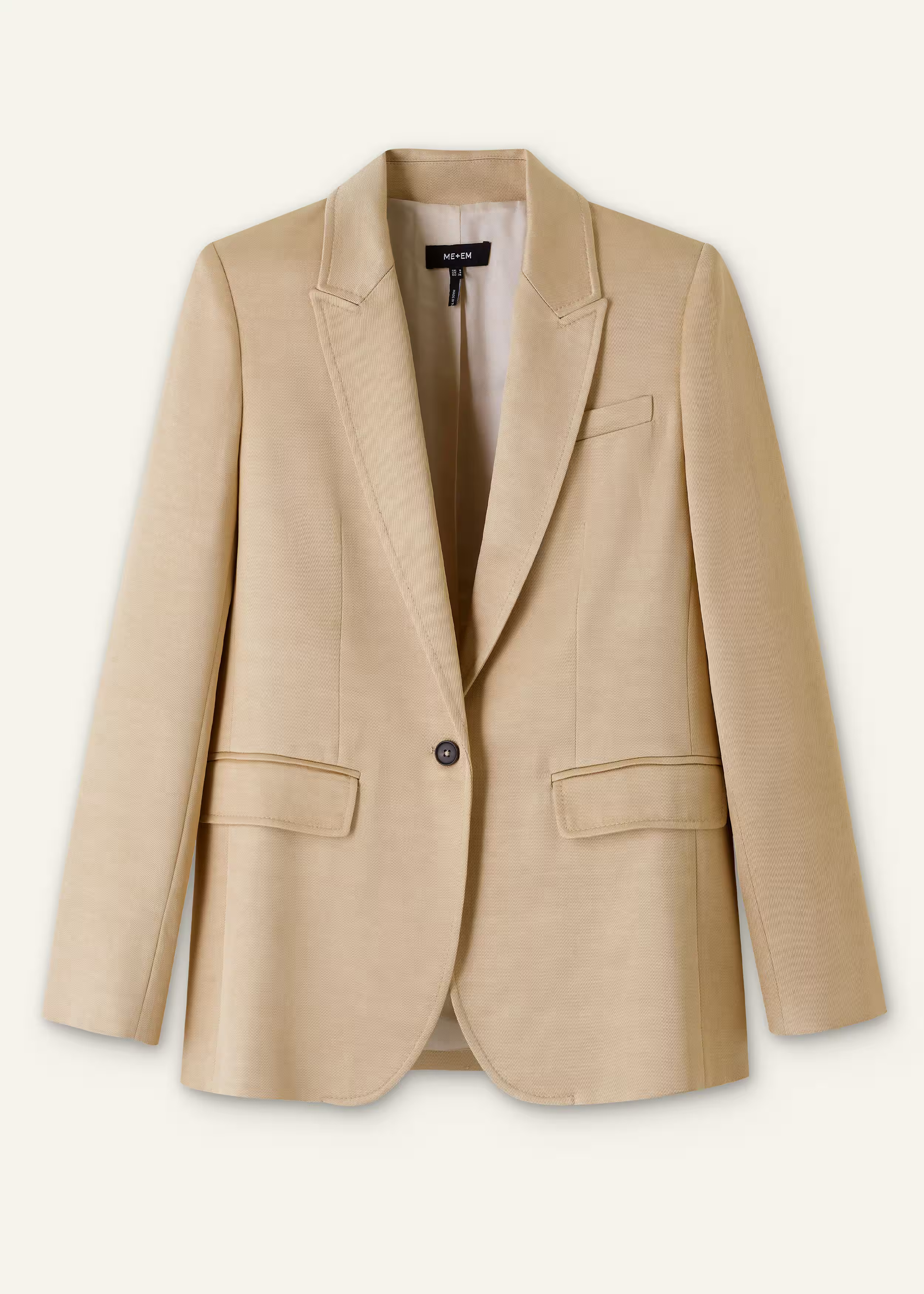 Women's Gold Elevated Metallic Straight Blazer | ME+EM | ME+EM Global (Excluding US)