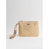 New Look Woven Raffia Clutch Bag - Stone | Very (UK)