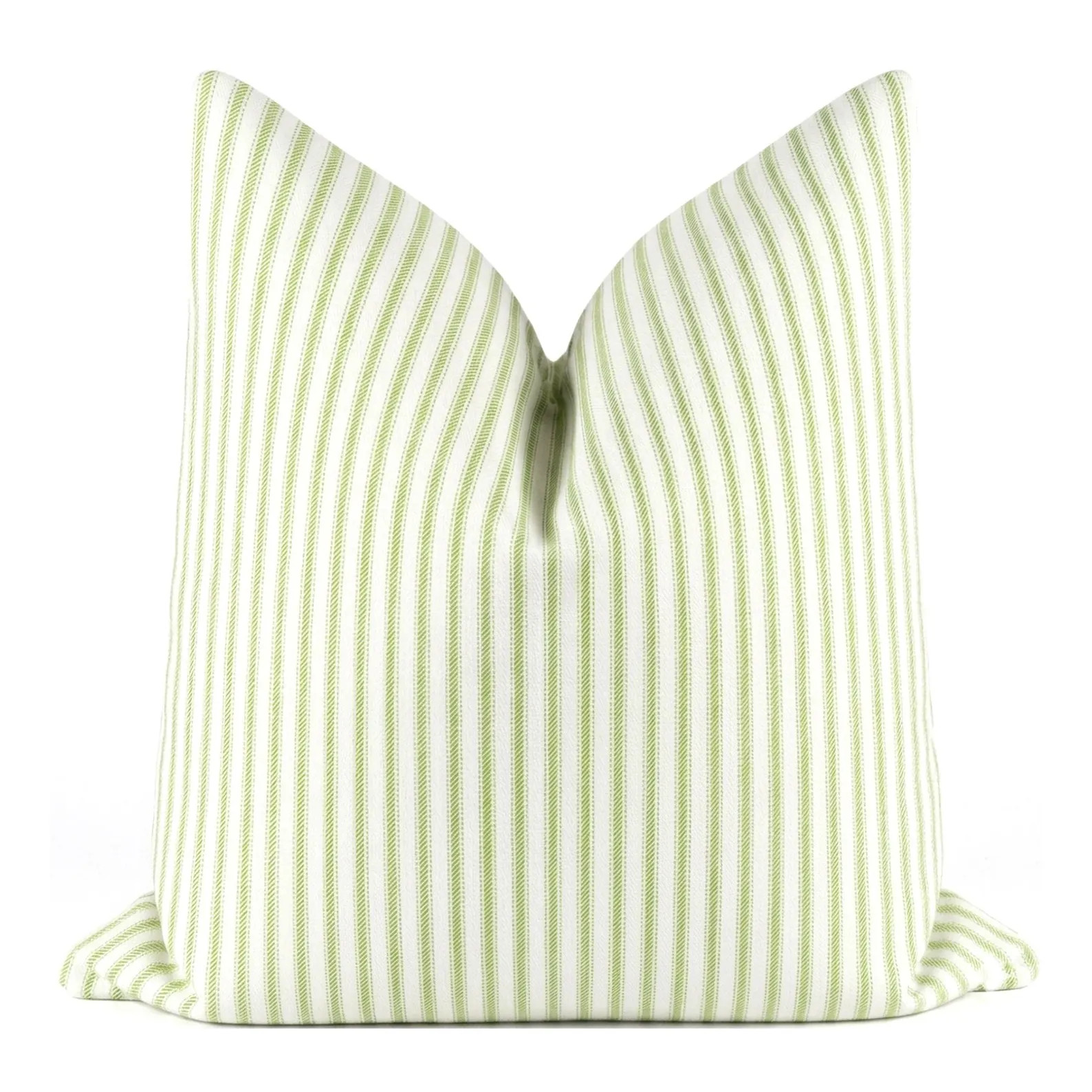 Kiwi Green Ticking Stripe Pillow Cover: Farmhouse Cotton Twill Throw Pillow | Etsy (Global)