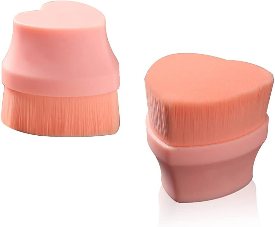 Foundation Makeup Brush,2 Pack Flat Top Kabuki Brush,Heart-Shaped Foundation Brush for Liquid Mak... | Amazon (US)