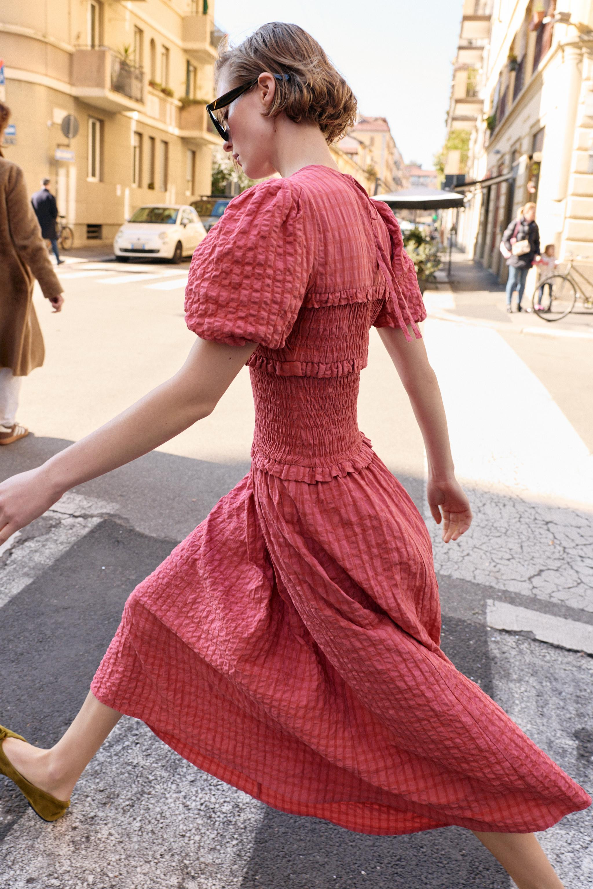 SMOCKED MIDI DRESS | Zara US