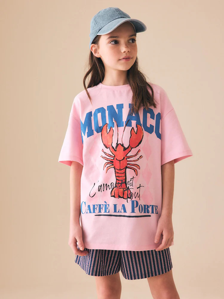 Pink Lobster Easter Bunny Oversized Graphic Print T-Shirt (3-16yrs) | Next US