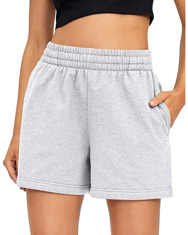 AUTOMET Womens Sweat Shorts Casual Summer Drawstring Comfy Elastic High Waist Running Clothes wit... | Amazon (US)