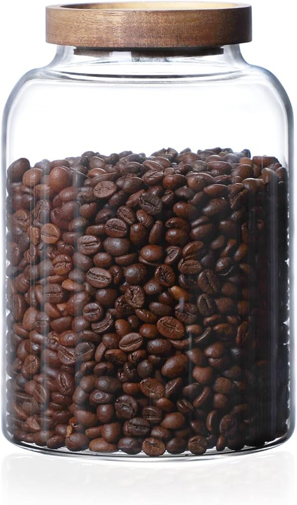 MOLFUJ 2000ML 66FL Oz Glass Storage Container with Wood Lid Large Decorative Organizer Bottle Can... | Amazon (US)