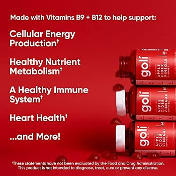 Goli® Apple Cider Vinegar Gummy Vitamins (1 Pack, 60 Count, Gelatin-Free, Gluten-Free, Vegan & N... | Amazon (US)