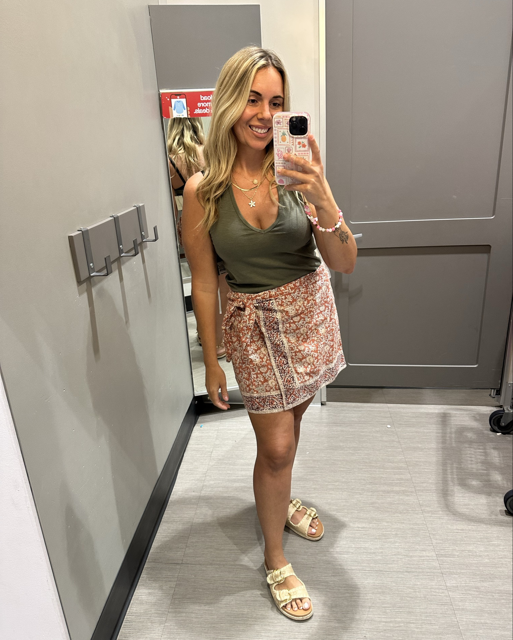 This halter top is so good, $12, and tts! Skirt isn’t online yet but it’s so cute and I’m in my normal size medium. Target tank top, target skirt. Summer outfit. 