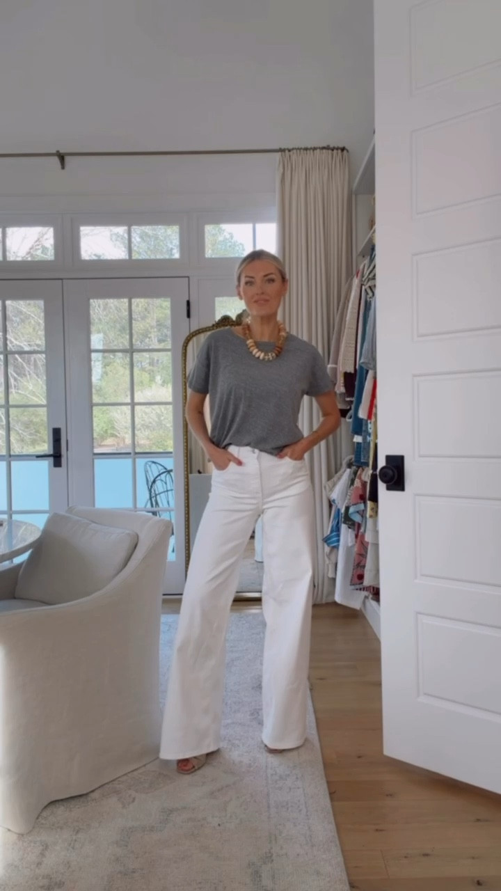 A simple look - grey tee + white jeans! These pieces are so affordable, but they look so elevated with the accessories I added! Wearing S/4!

Loverly Grey, Target, white jeans, white denim, closet staples, spring outfit 

#LTKSeasonal
