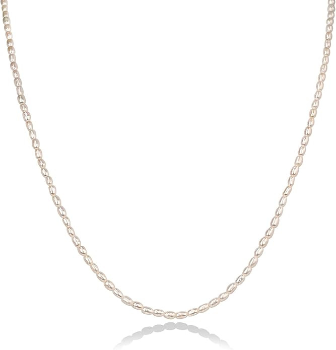 PAVOI 14K-18K Gold Plated Dainty Pearl Necklaces for Women - Station Beaded Choker Paperclip Chai... | Amazon (US)
