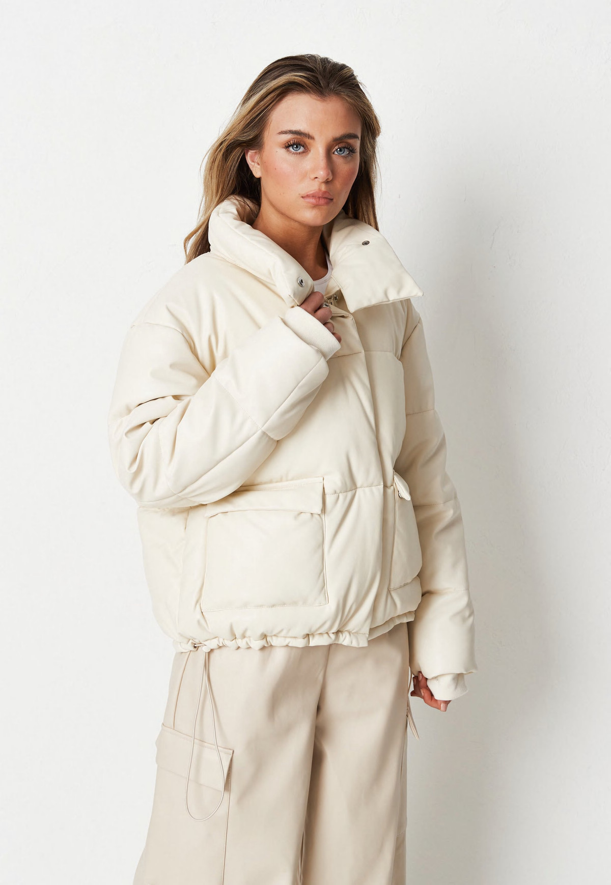 Missguided - White Faux Leather Puffer Coat | Missguided (US & CA)