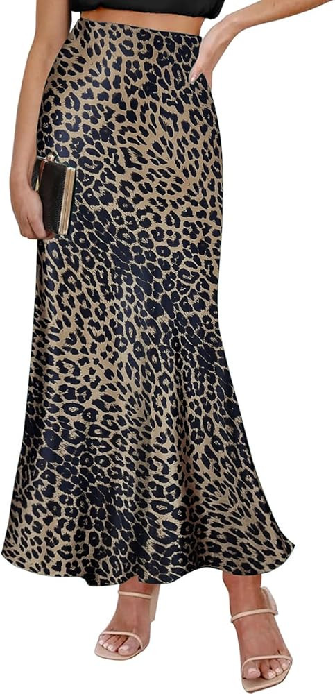 Spring Summer Skirts 2024 Satin Skirt High Waisted Maxi Cocktail Party Wedding A-Line Long Skirts | Amazon (US)