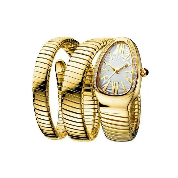 Diamond Quartz Gold Watch Women Snake Design Three Loop Bracelet Watches | Walmart (US)