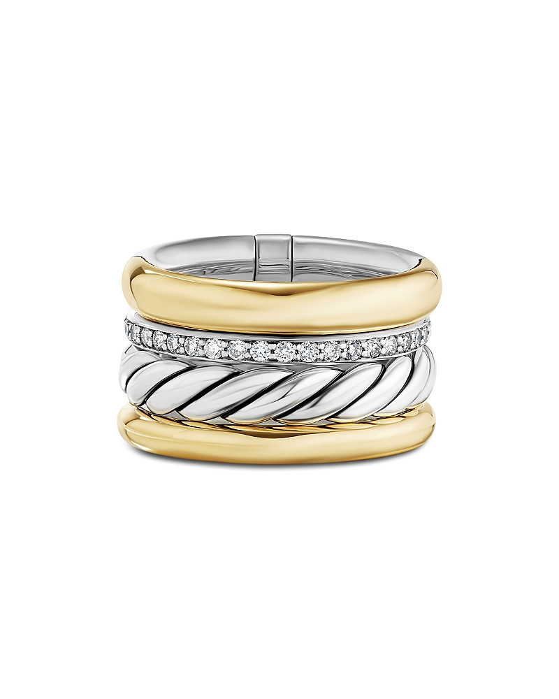 David Yurman 18K Yellow Gold & Sterling Silver Mercer Diamond Multirow Ring | Bloomingdale's (US)