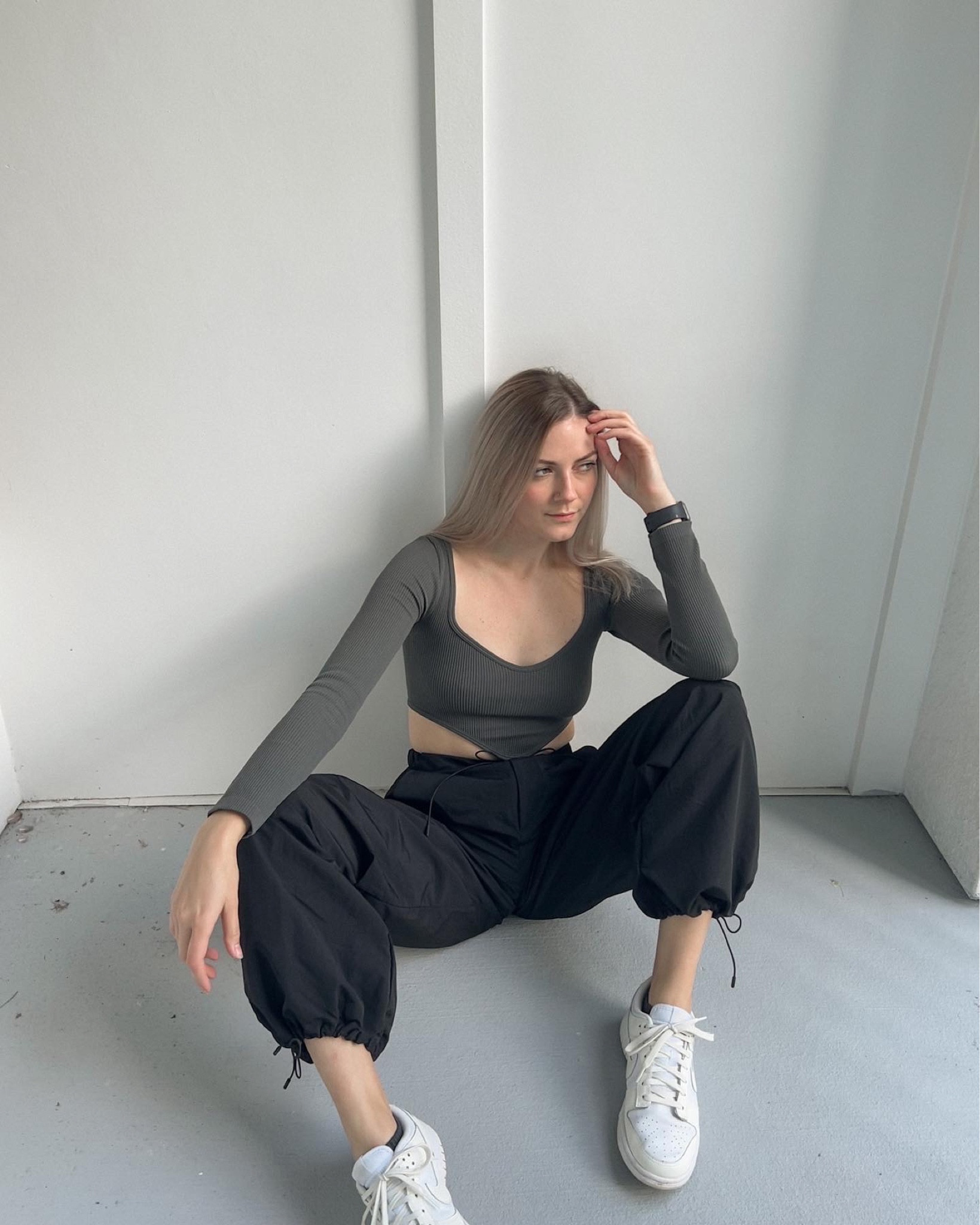These parachute pants are everything. Loving styling these for chill work days and dinner out. 

Black pants. Parachute pants. Crop top. Nike Dunks. White sail dunks  

#LTKFind #LTKshoecrush