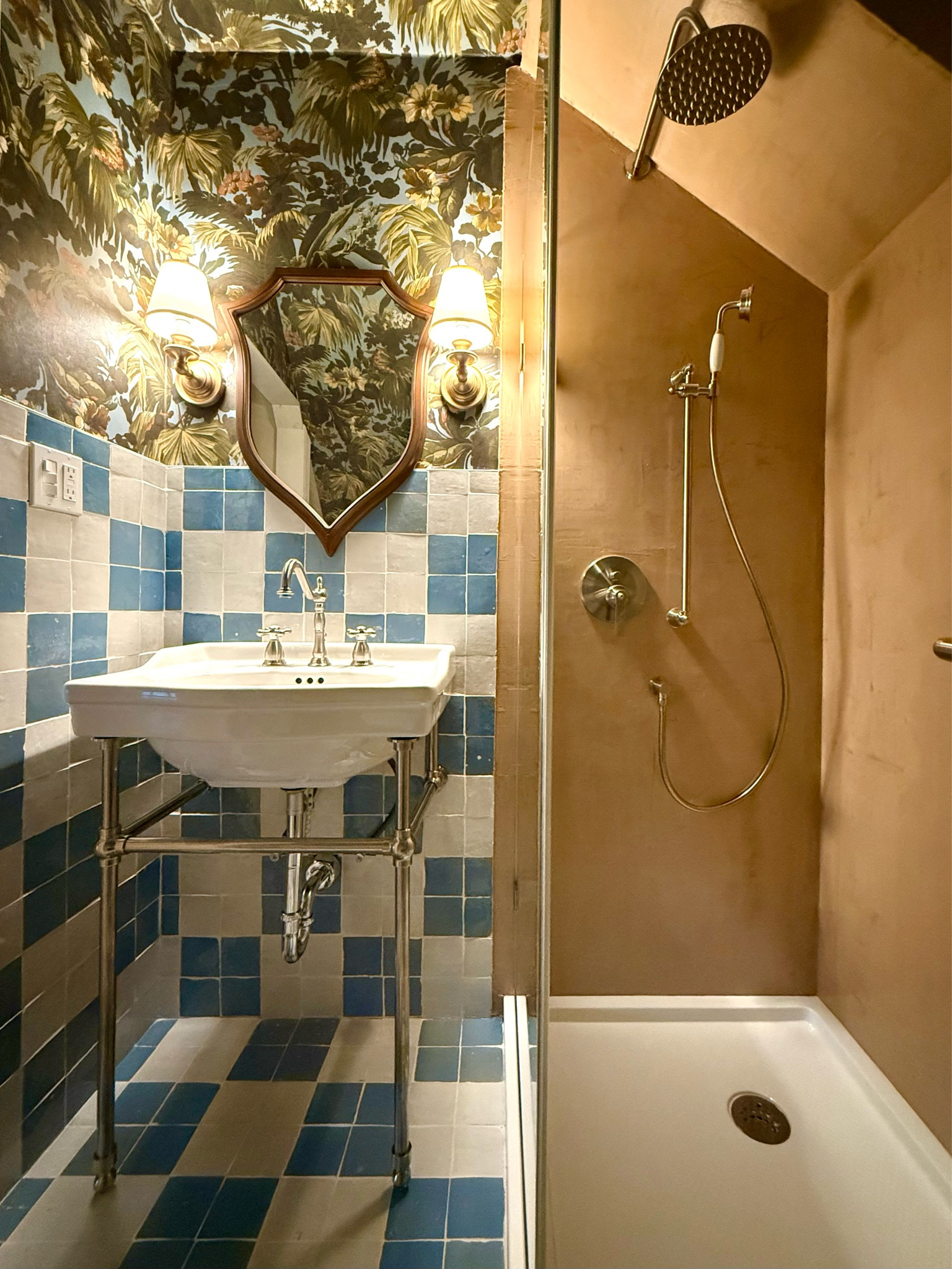 Tile is from Riad Tile (Belize Blue + Snow White zellige). Everything else for our attic guest bathroom (other than the microcement source - smartcret), is tagged here.