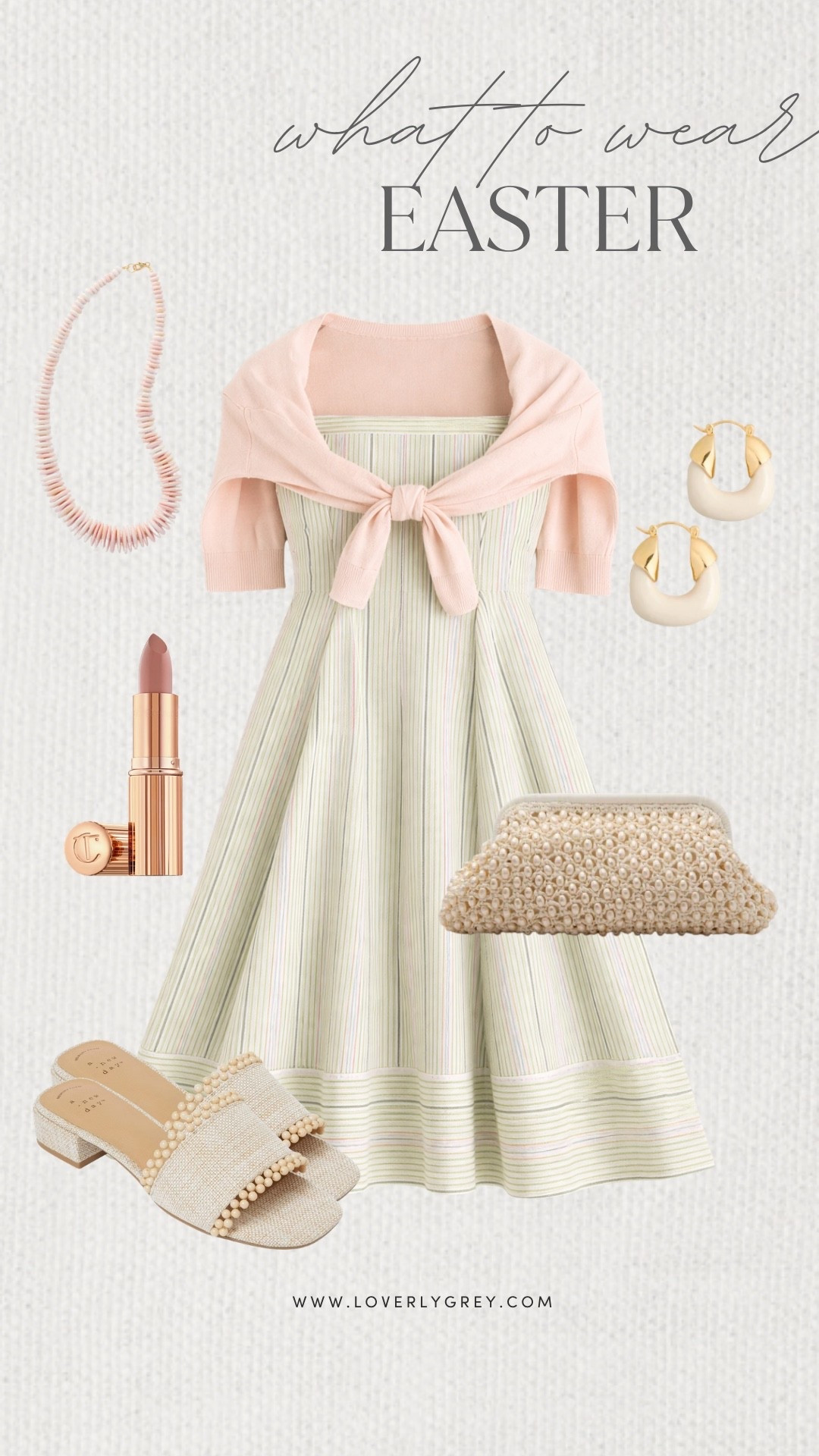 Loverly Grey, what to wear for Easter! I am loving this dress from Tuckernuck with a light pink cardigan wrapped around your shoulders! Style it with a pink beaded necklace, small heels, and a stunning pearl cluth! Loverly Grey, what to wear, Easter

#LTKgrwm #LTKootd #LTKdayinmylife