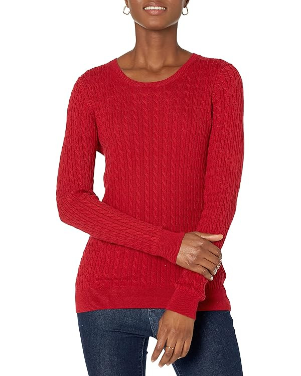 Amazon Essentials Women's Lightweight Long-Sleeve Cable Crewneck Sweater (Available in Plus Size) | Amazon (US)