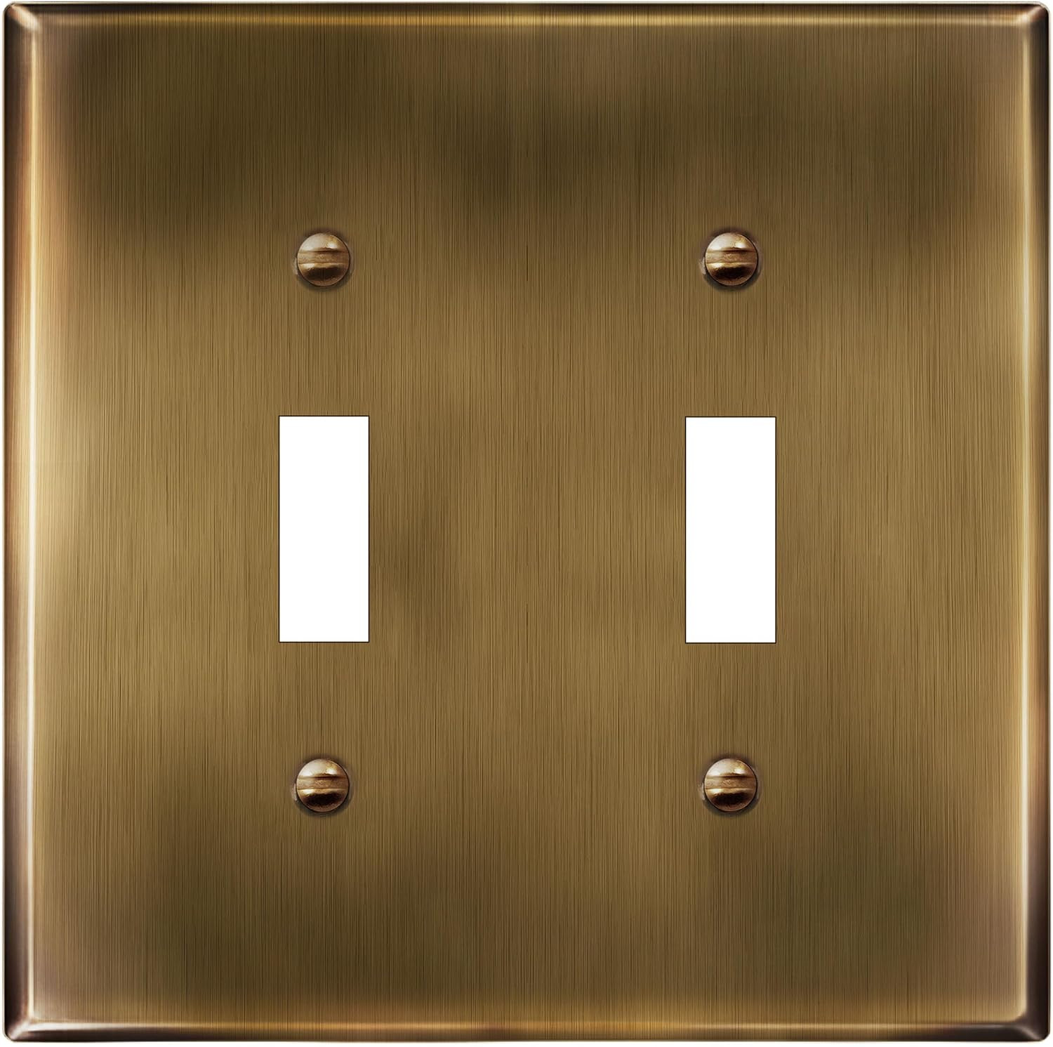 LIDER Toggle Light Switch Metal Wall Plate, Switch Cover, Mid-Size 2-Gang | Amazon (US)