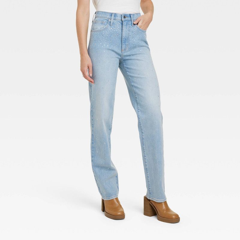 Women's High-Rise Embellished 90's Straight Jeans - Universal Thread™ Light Wash | Target
